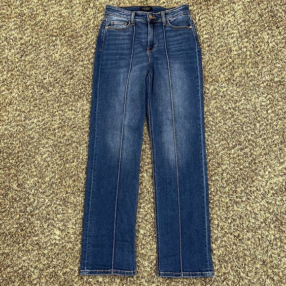 Judy Blue Front Seam Cuffed Straight Leg Jeans High Waist size 28 - Picture 2 of 9